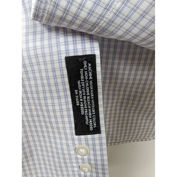 Jos A Bank Traveler Dress Shirt 15 1/2 - 34 White Plaid Long Sleeve Mens - Picture 3 of 4